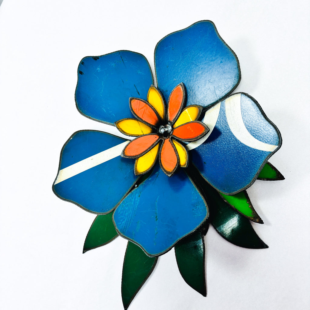 Corsage: Original artwork bright blue Frangipani