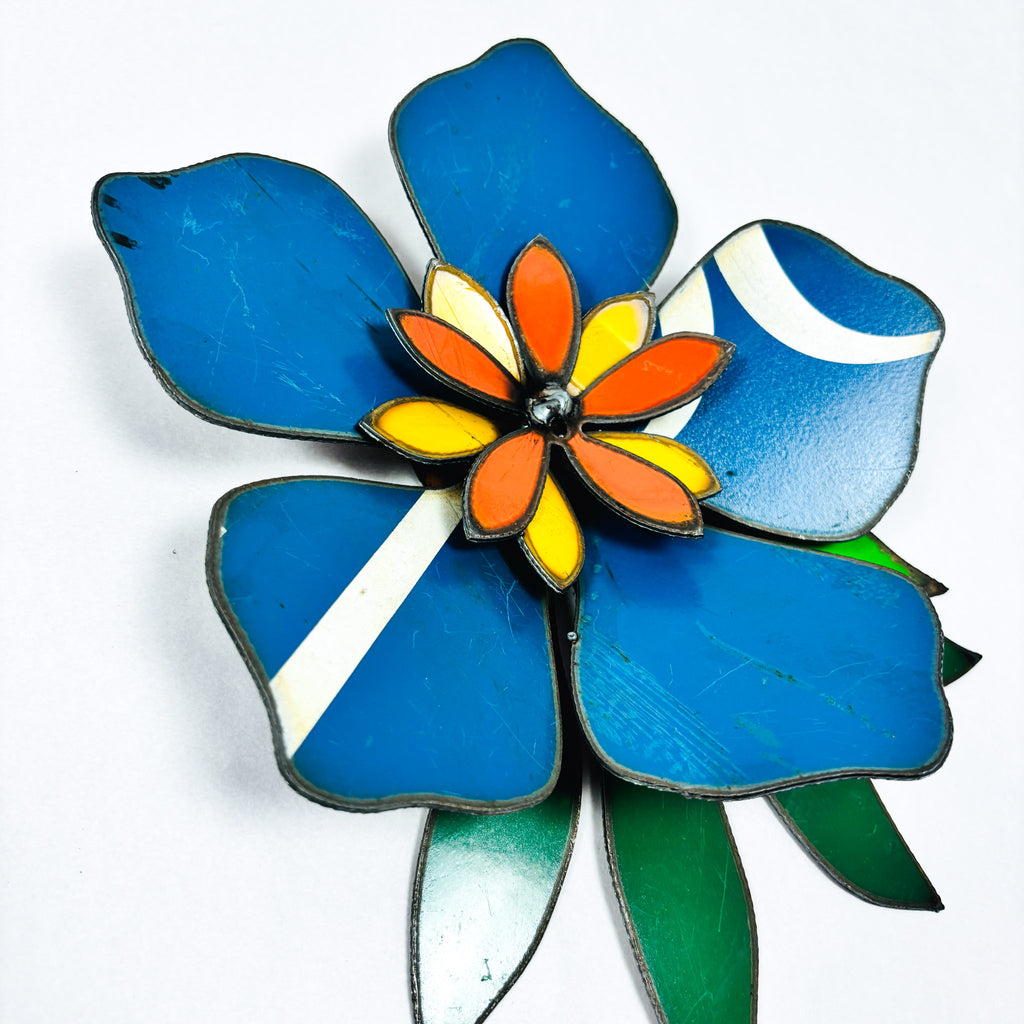 Corsage: Original artwork bright blue Frangipani