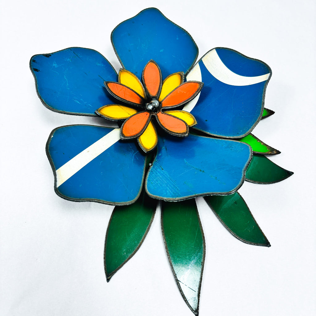 Corsage: Original artwork bright blue Frangipani