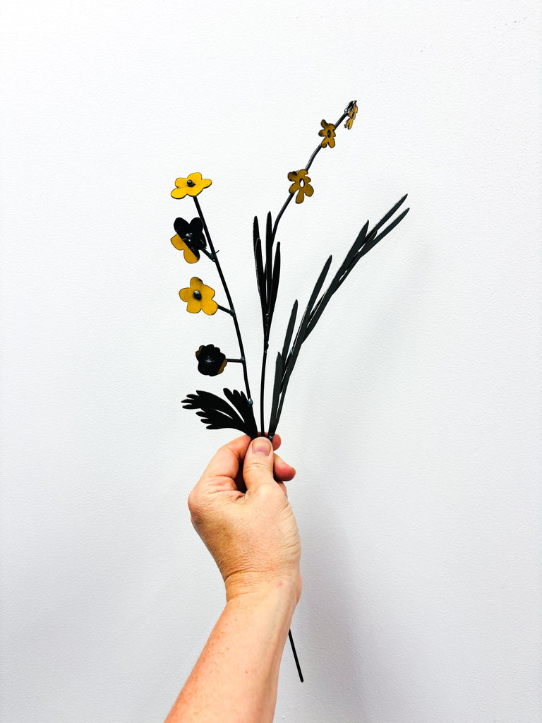 Picked & Plucked Posie Yellow & Black Floral Sculpture Trio