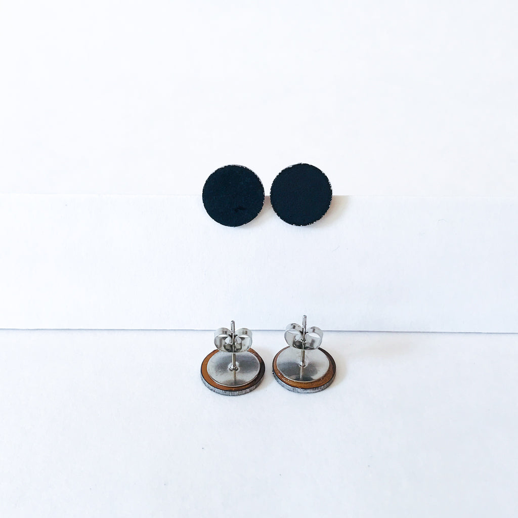 Volcanic Black Small Dot Statement Earrings
