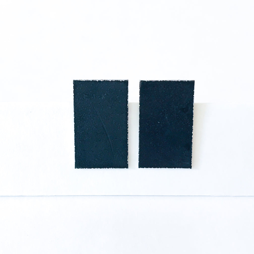Volcanic Black Rectangle Statement Earrings