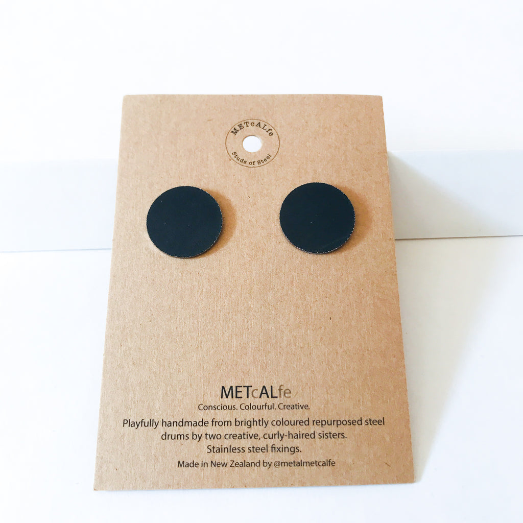 Volcanic Black Large Dot Statement Earrings