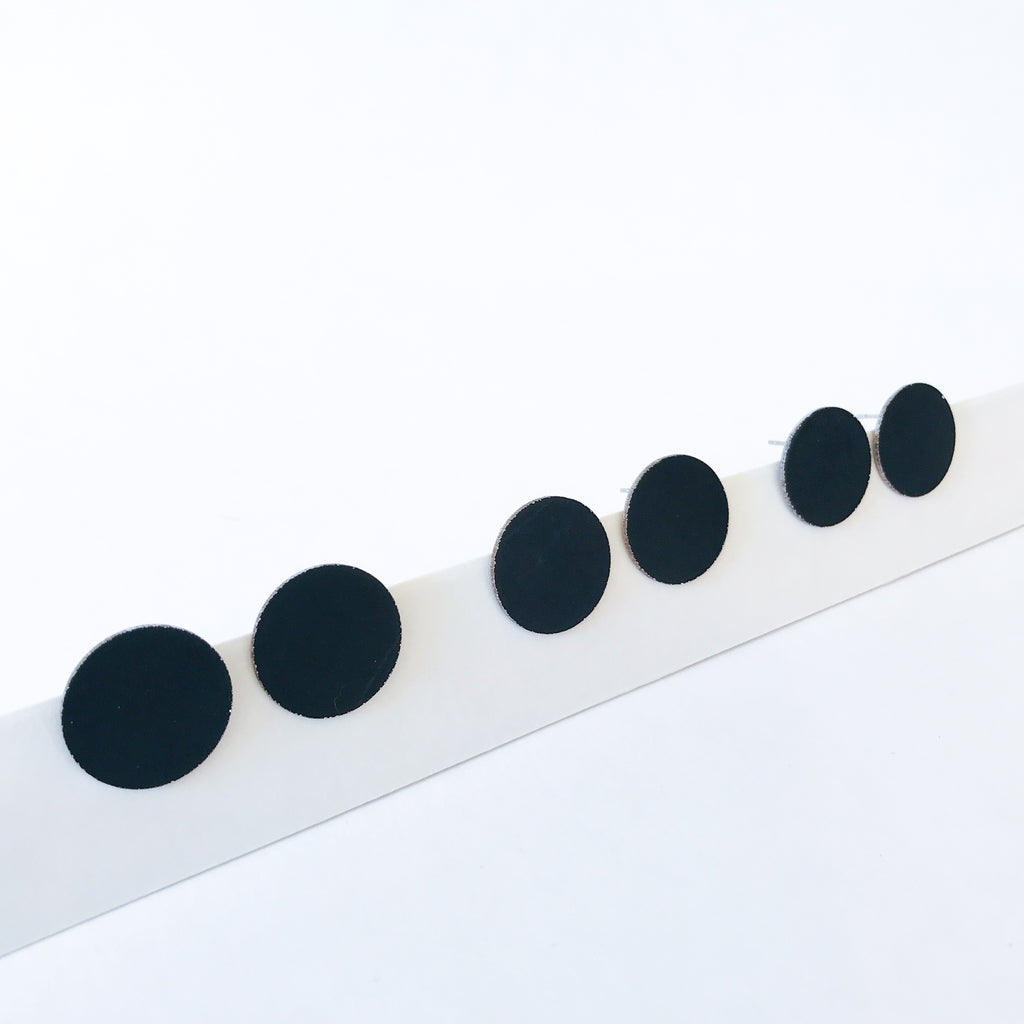 Volcanic Black Large Dot Statement Earrings