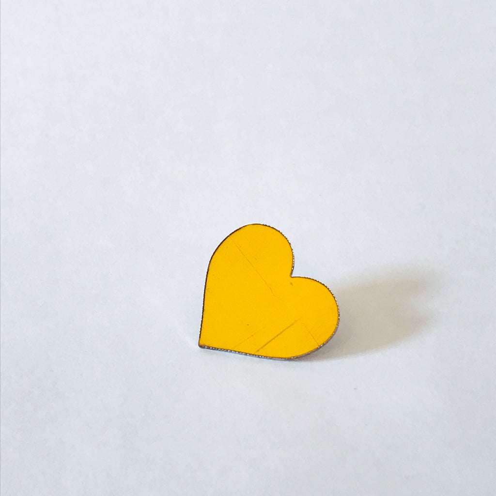 Kowhai Yellow Heart Lapel Pin Broach
