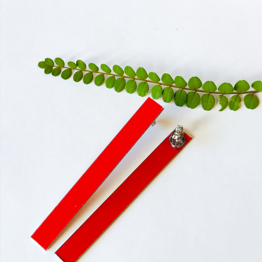 Pohutukawa Red Long Ribbon Statement Earrings