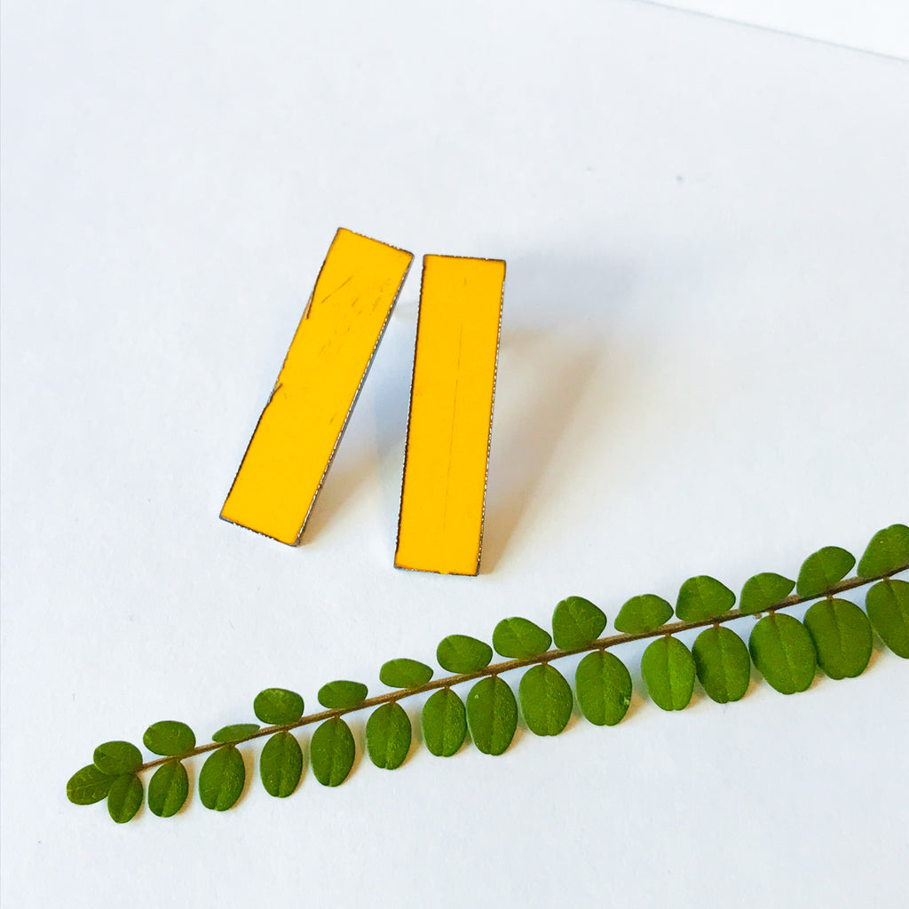 Kowhai Yellow Short Ribbon Statement Earrings