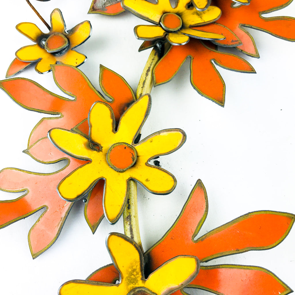 Original Bright & Colourful Mini-Bloom Wall Sculpture Yellow and Orange
