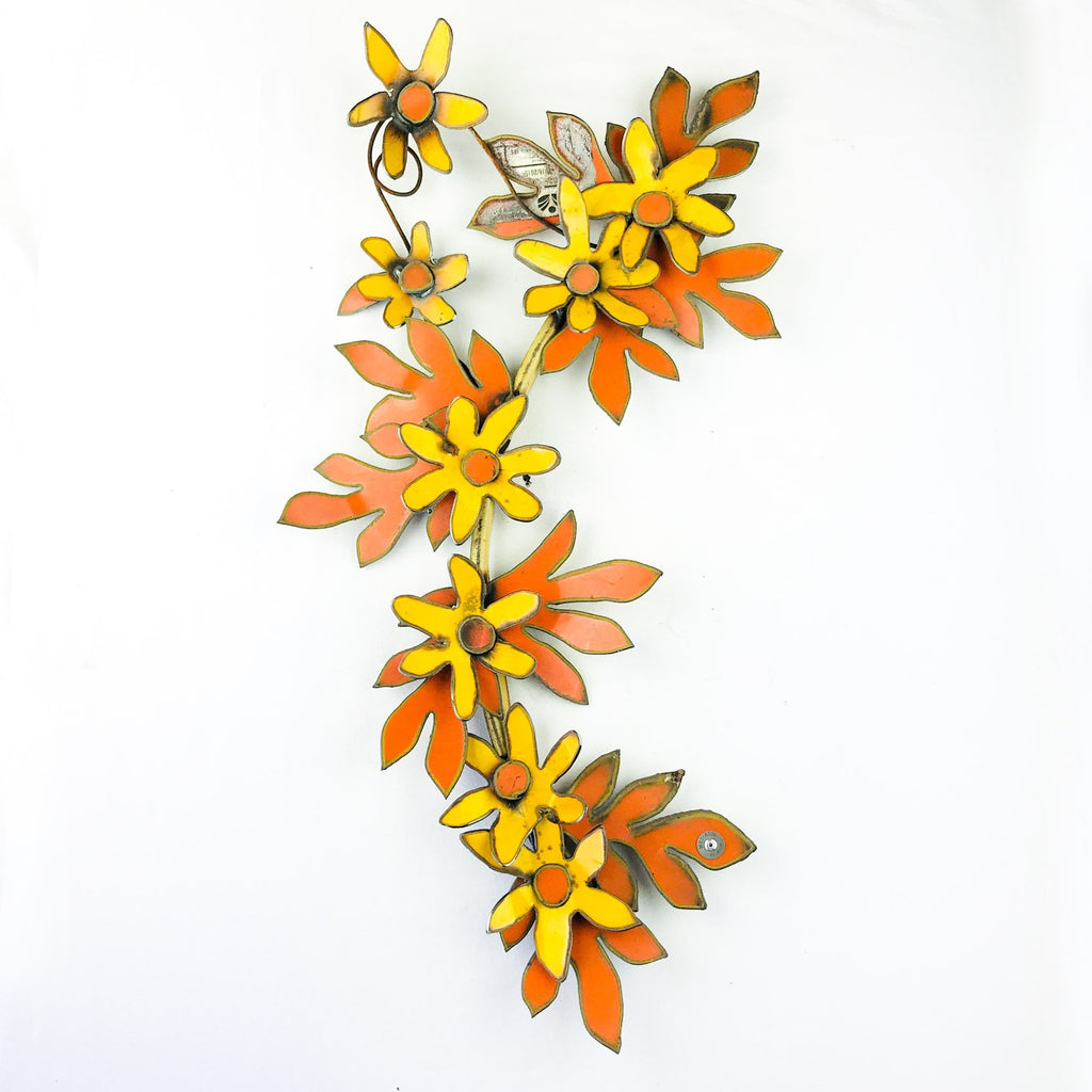 Original Bright & Colourful Mini-Bloom Wall Sculpture Yellow and Orange