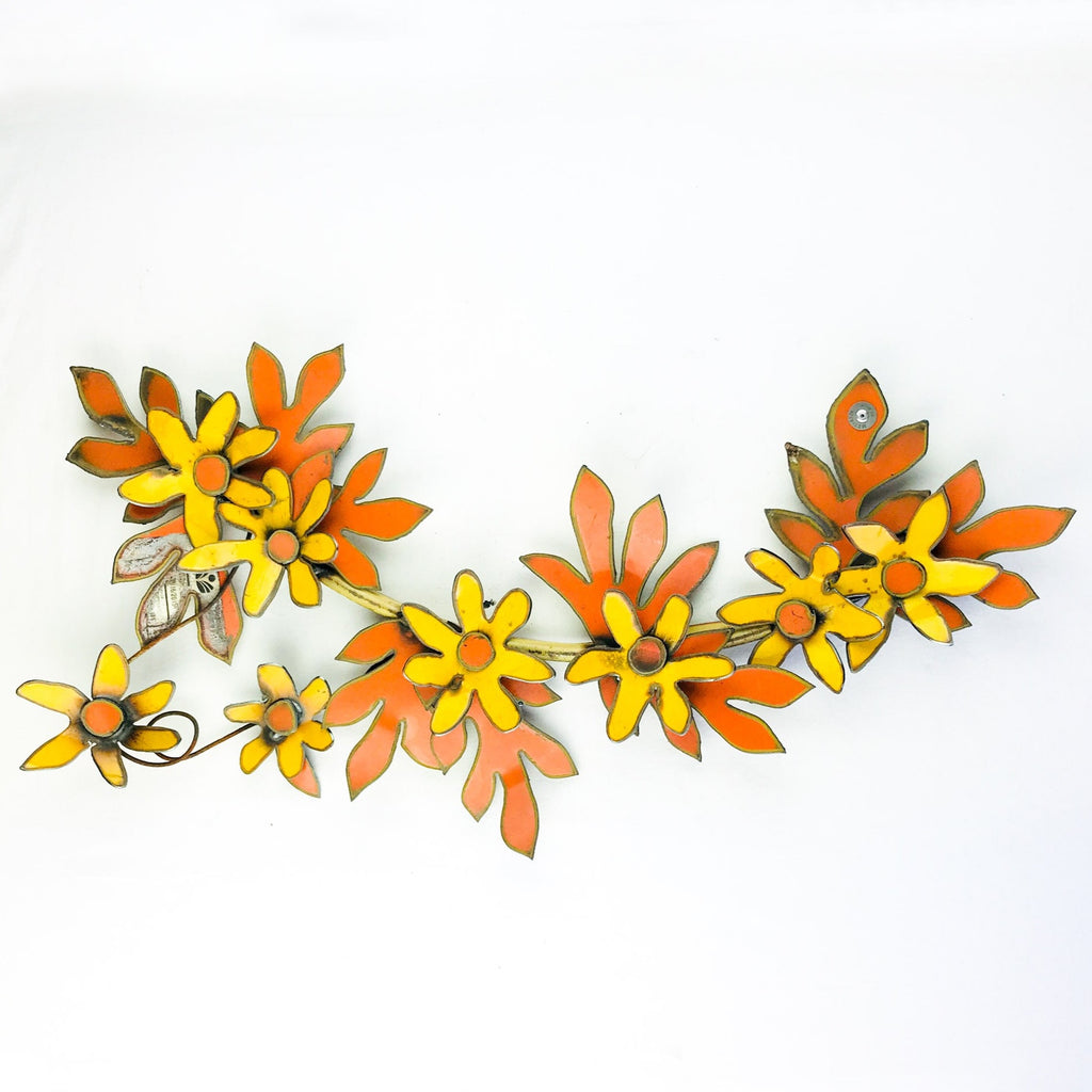 Original Bright & Colourful Mini-Bloom Wall Sculpture Yellow and Orange
